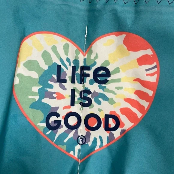 SEA BAGS TIE-DYE LIFE IS GOOD BEACHCOMBER BUCKET BAG TOTE Teal Blue Rainbow - Picture 11 of 12